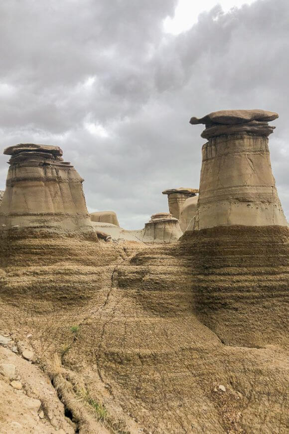 hoodoo rock formations on the hoodoos trail in drumheller, alberta